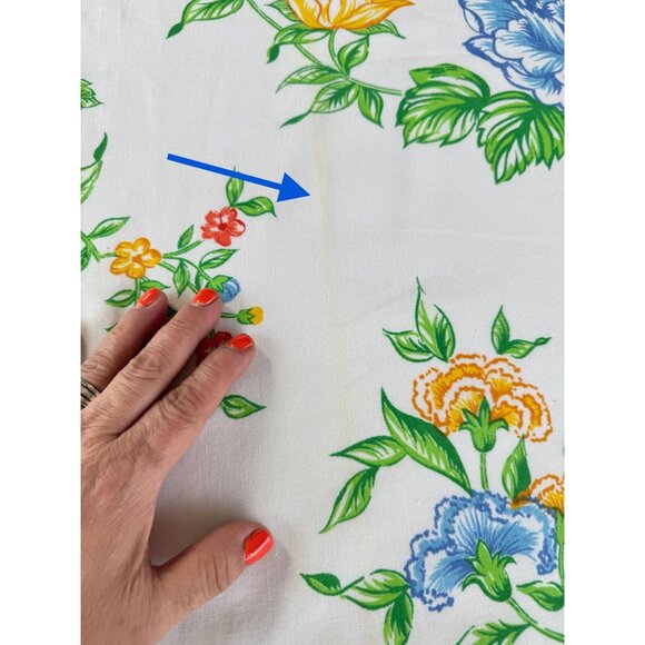 Vintage 70s flat/top sheet, red, yellow blue flowers, greenery, Lady Pepperell - Picture 2 of 8